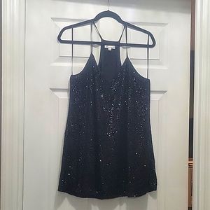 Women's L Black Sequined Racerback Johnny Was Top